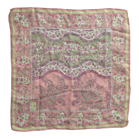 Etro Pink and Green Paisley Small Square Scarf - Picture 1 of 2